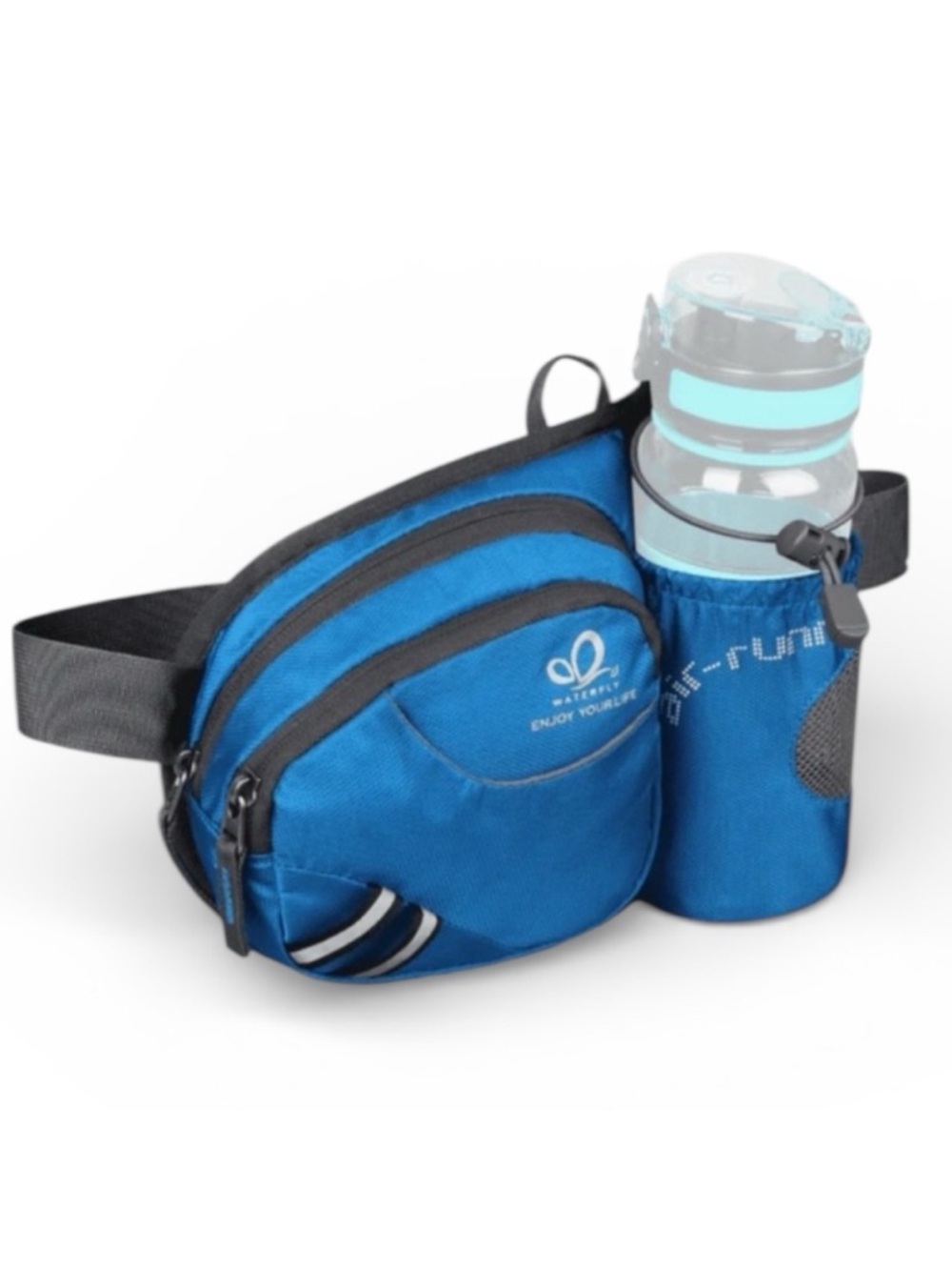 Waterfly Utility Max Belt Bag Hiking Fanny Pack with Water Bottle Holder in Blue